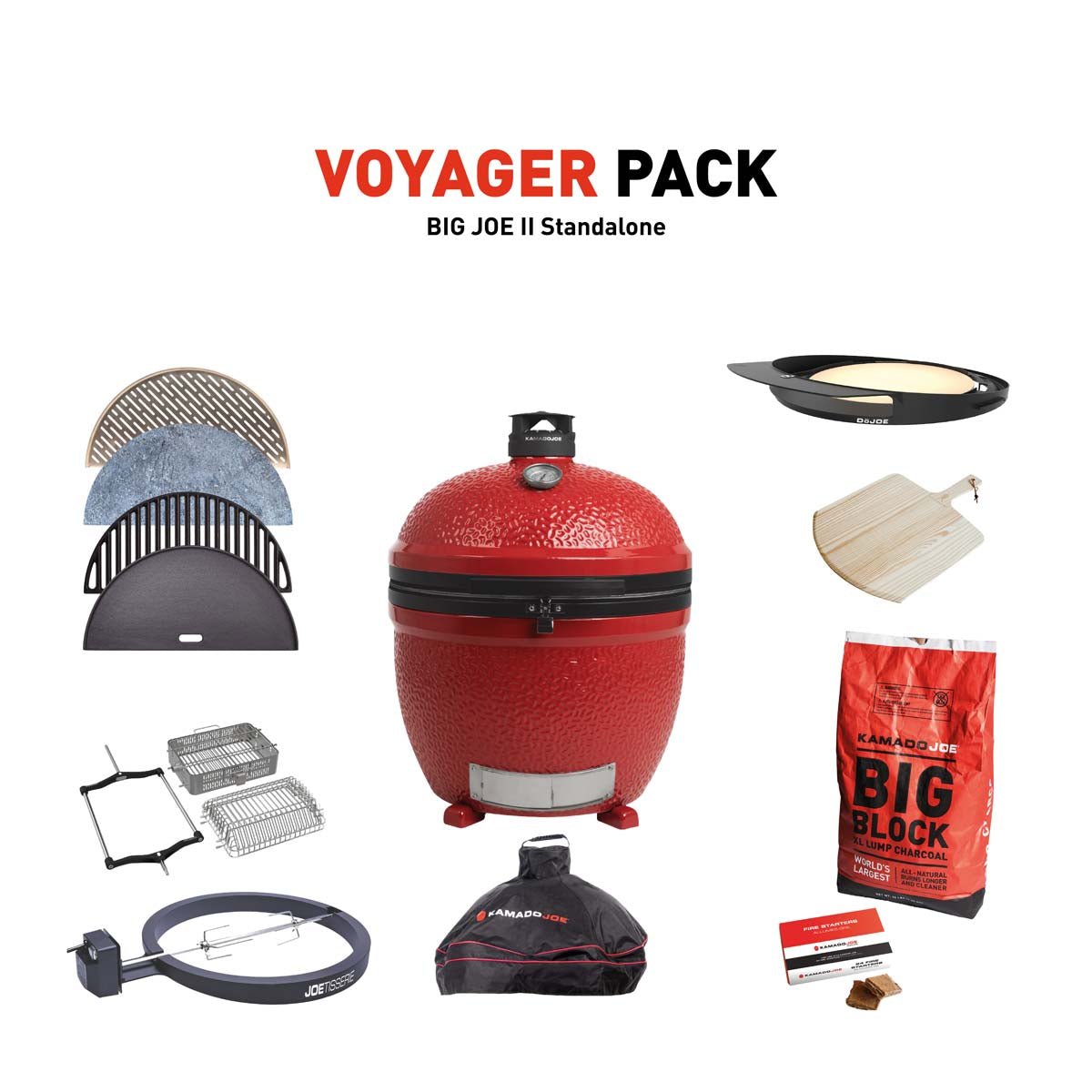 BJ-VOYAPACK-S2_1-v1 Kamado Joe Big Joe II Stand Alone Charcoal Grill With Voyager Pack - Image 1