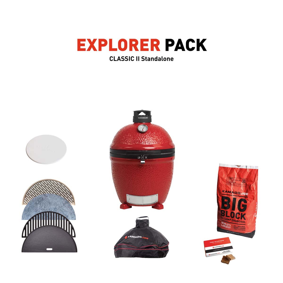 KJ-EXPLPACK-S2_1-v1 Kamado Joe Classic II Stand Alone Charcoal Grill With Explorer Pack - Image 1