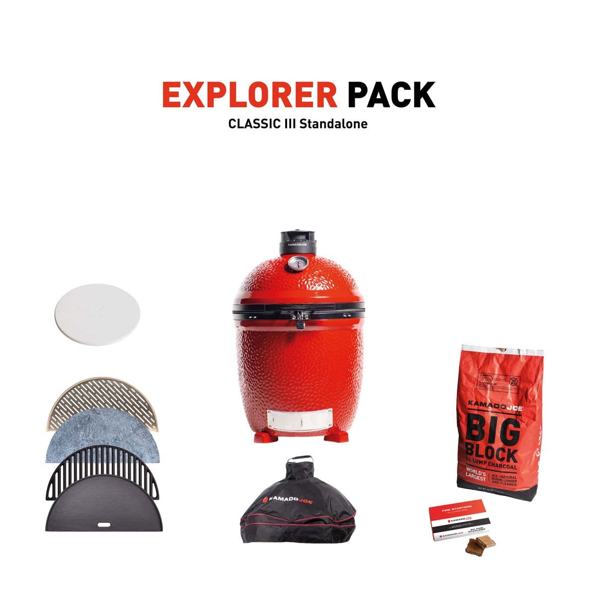 KJ-EXPLPACK-S3_1-v1 Kamado Joe Classic III Stand Alone Charcoal Grill With Explorer Pack - Image 1
