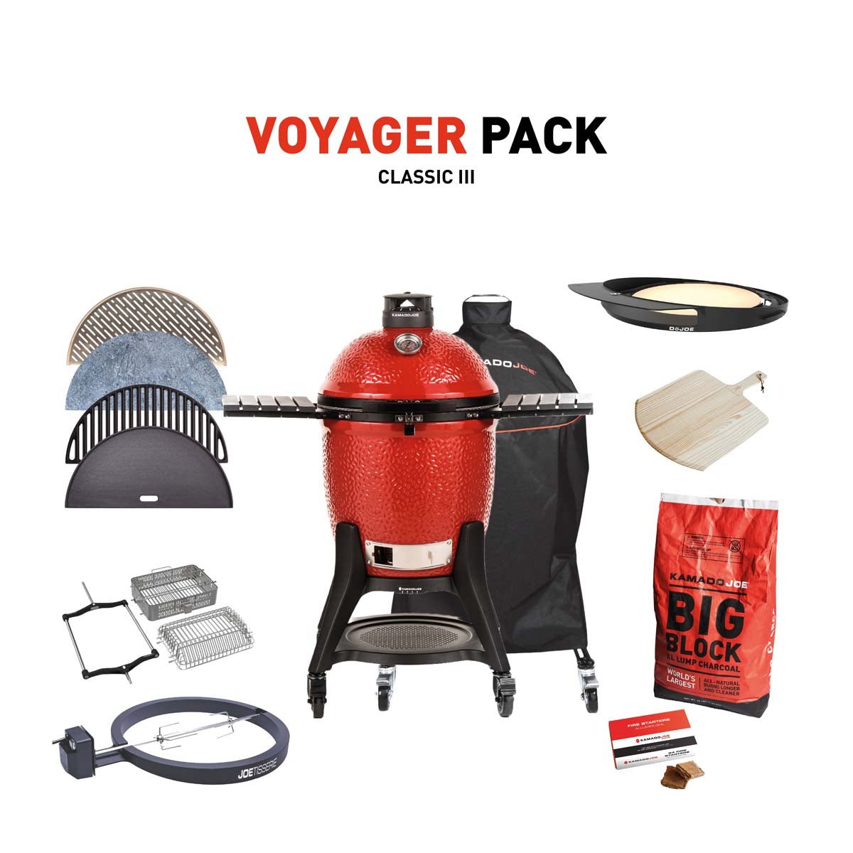 KJ-VOYAPACK-C3_1-v1 Kamado Joe Classic III Charcoal Grill With Voyager Pack - Image 1