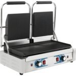 Heavy Duty Twin Panini Contact grill Dual Zone 3.6kW Ribbed | Adexa MLP813